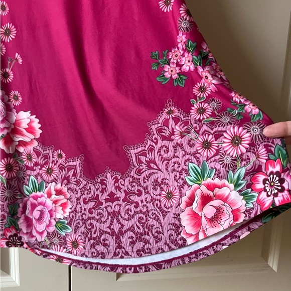 NWT Johnny Was Bee Active High Low Mesh Contrast Tank Top Pink Lace Floral sz S - Picture 8 of 14